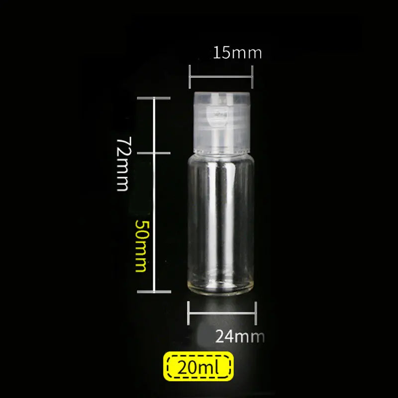 Clear PET Flip Lid Bottles – Travel Size Cosmetic Containers for Liquid Samples