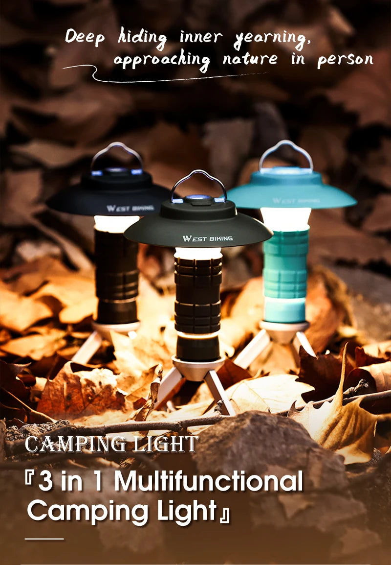 3-in-1 LED Camping Light – Multifunctional USB Rechargeable Tent Lantern