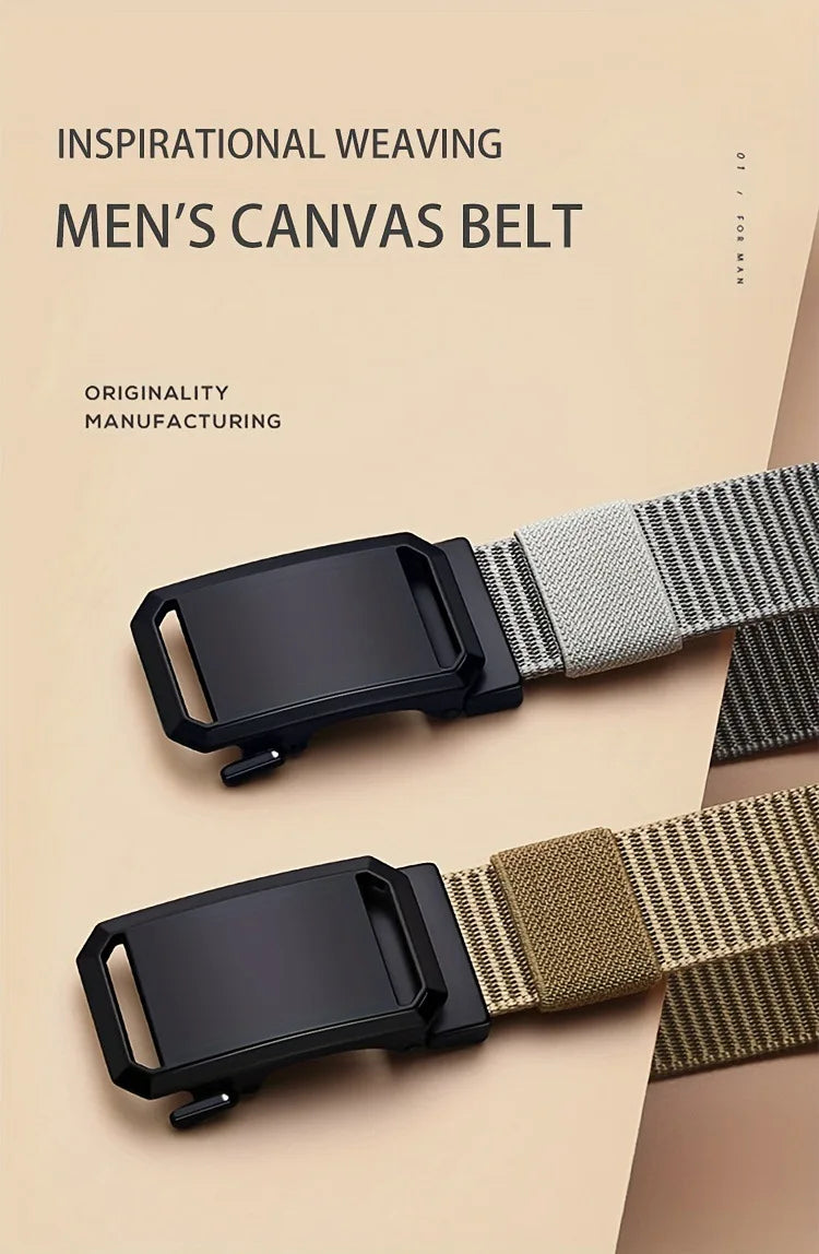 Tactical Canvas Belt – Durable Automatic Buckle for Men Outdoor Hunting