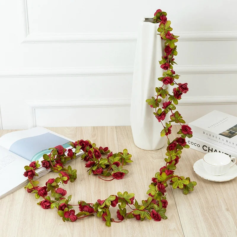 Artificial Silk Rose Vine – 2.5m Floral Garland for Wedding Arch Decoration