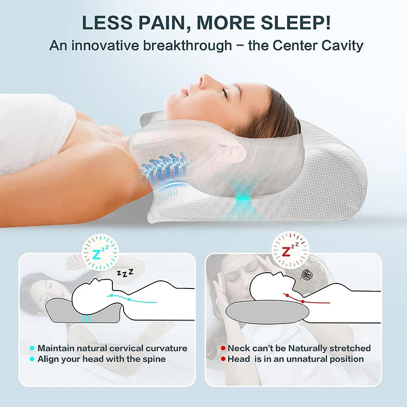 Memory Foam Cervical Pillow – Ergonomic Contour Support for Neck Pain Relief