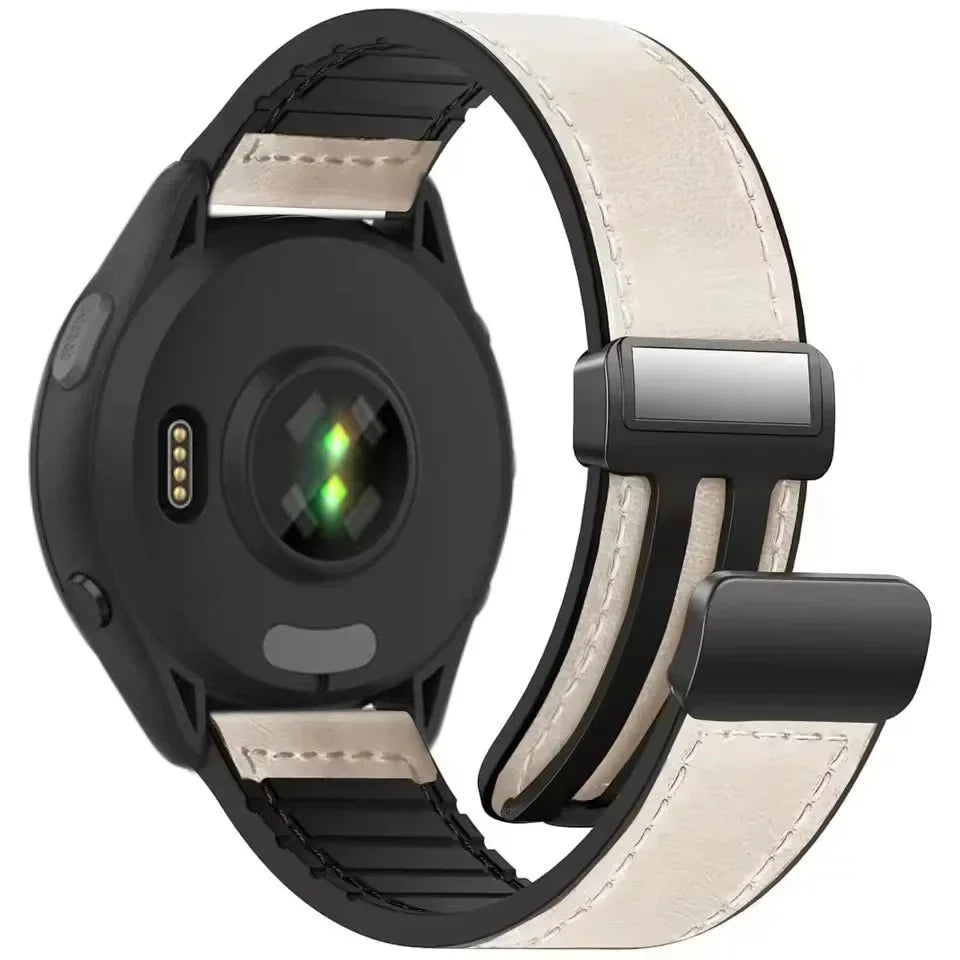 Magnetic Hybrid Watch Band – Leather and Silicone Strap for Garmin Sport