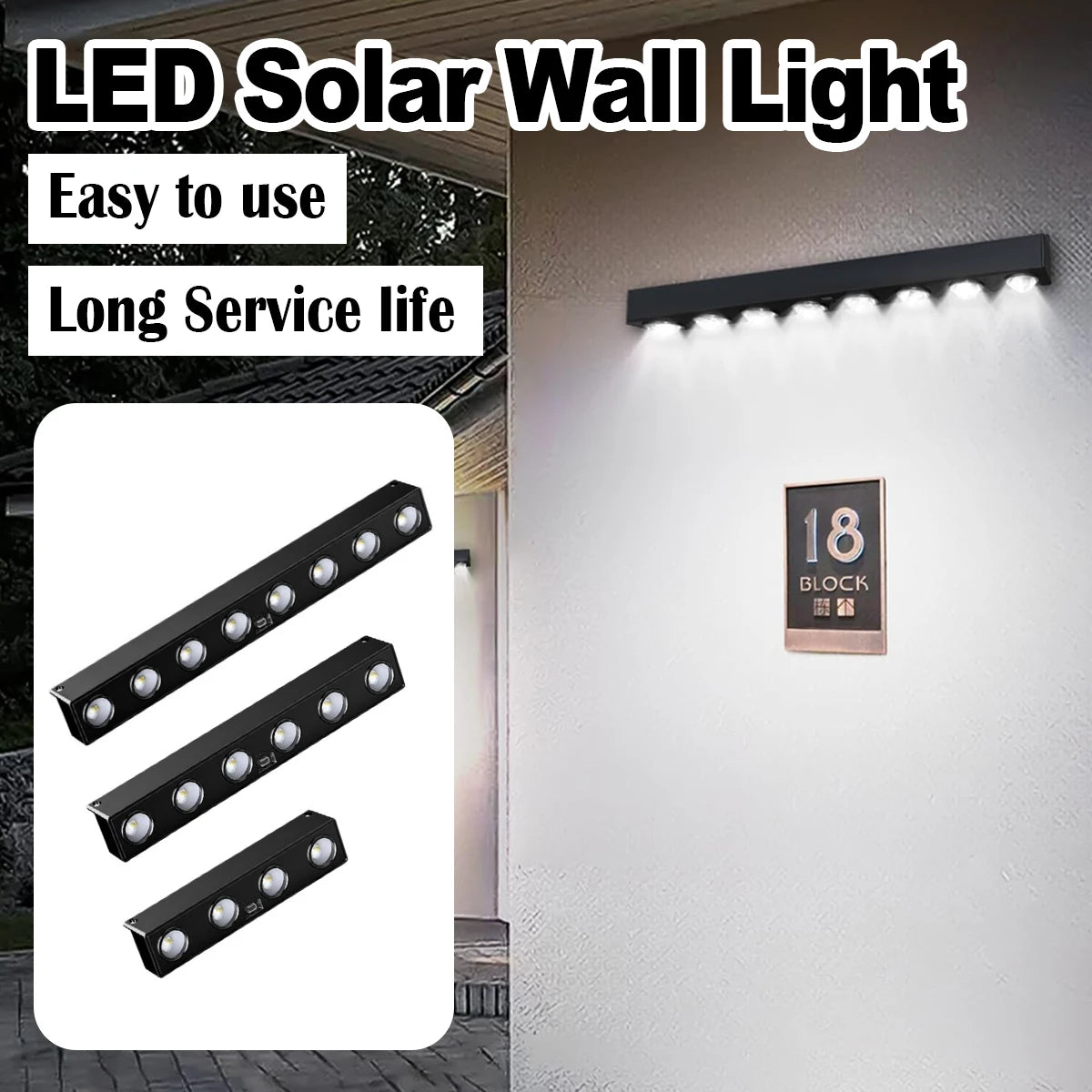 Solar LED Wall Lamp – Intelligent Outdoor Lighting for Garden and Patio
