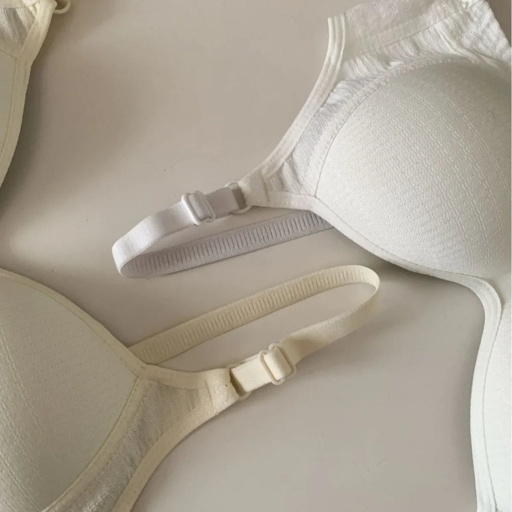 Seamless Cotton Wireless Bra – Breathable Gathered Underwear for Daily Comfort