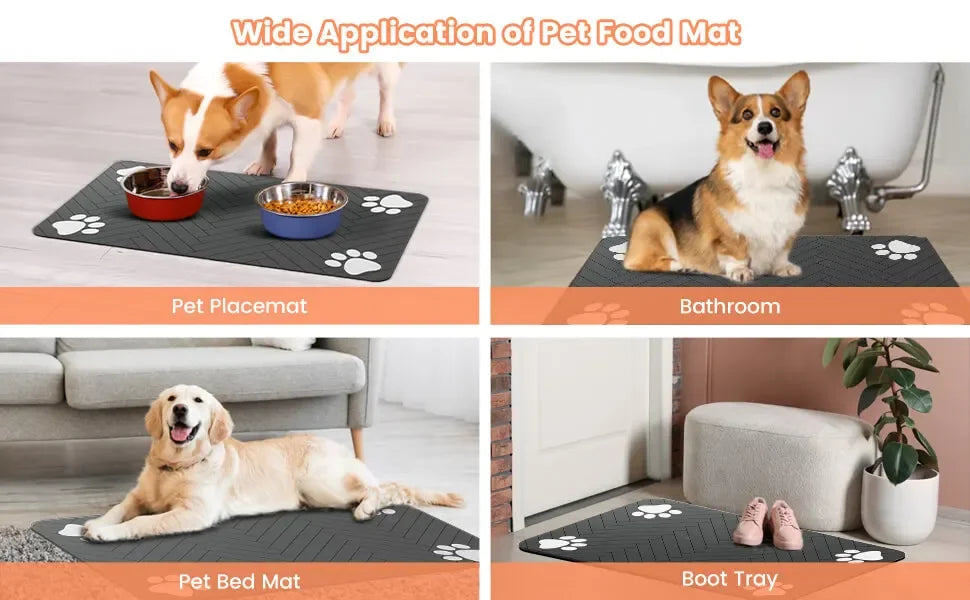 Absorbent Pet Feeding Mat – Waterproof Placemat for Dog and Cat Food Bowls
