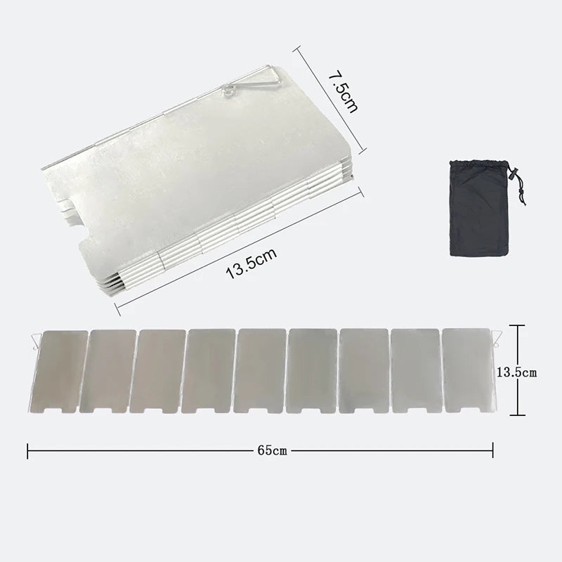 9-Plate Folding Windscreen – Aluminum Gas Stove Shield for Outdoor Camping