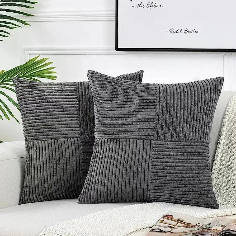 Corduroy Striped Cushion Covers – 45x45cm Soft Throw Pillows for Home Decor