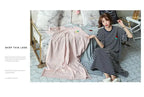 Plus Size Striped Pajama Dress – Short-Sleeved Cartoon Sleepwear for Women