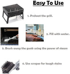 BBQ Steam Cleaning Brush – Scraper Tool for Gas and Charcoal Grills