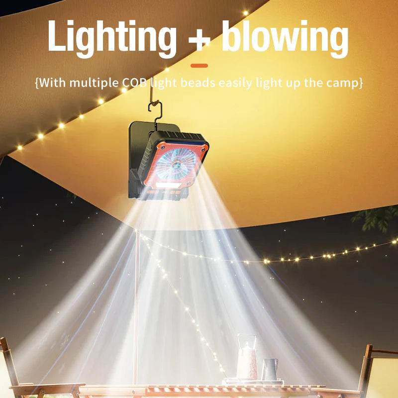Portable LED Camping Fan – Solar USB Powered for Outdoor Tents