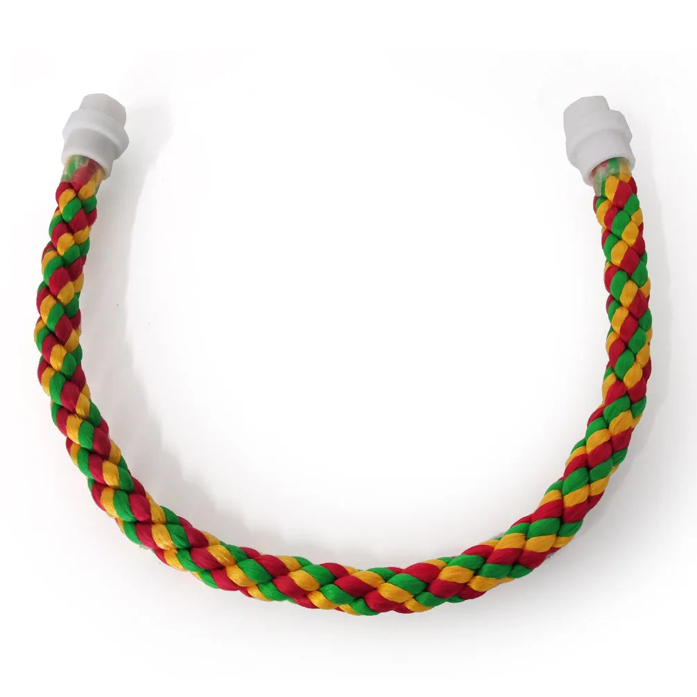 Woven Rope Parrot Toy – Bendable Multi-color Chew Perch for Parakeets
