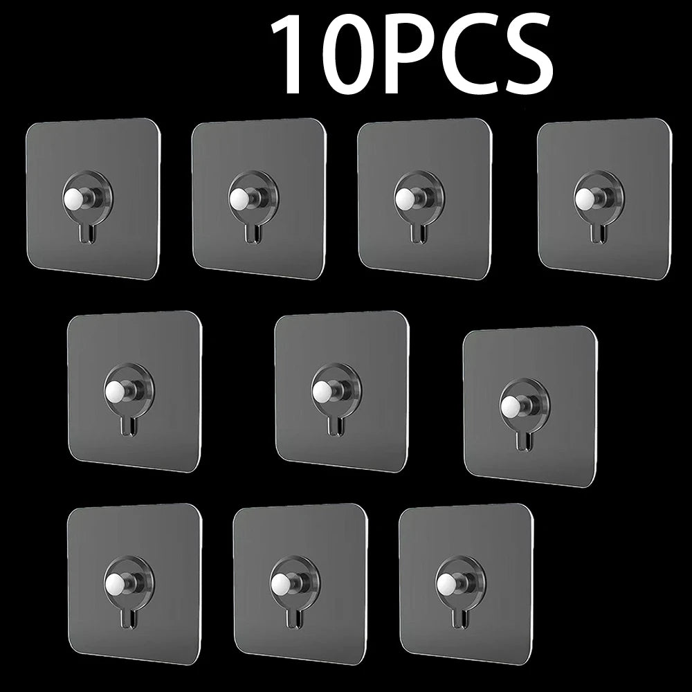 Adhesive Wall Hooks – Punch-Free Hanging Rack for Kitchen and Bathroom Storage