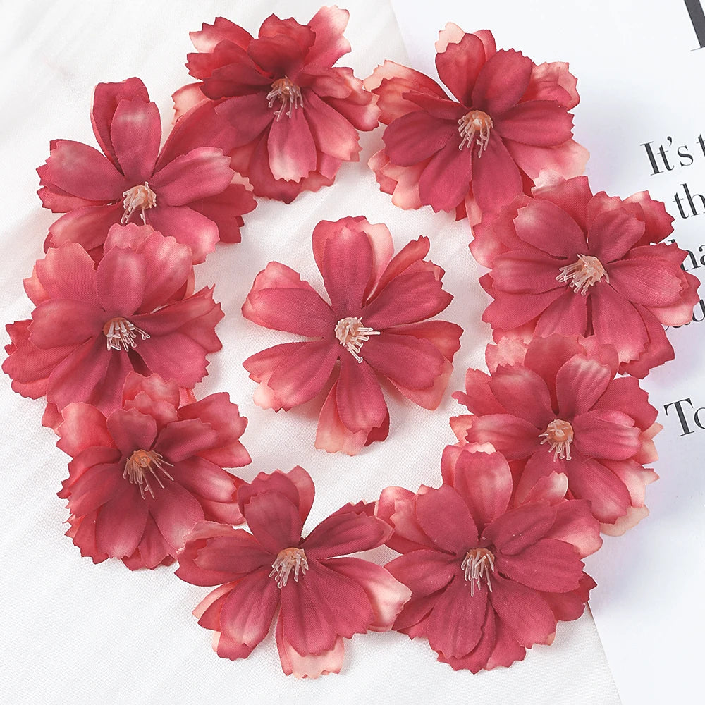 Artificial Cherry Blossom Heads – Silk Floral Decor for Weddings and DIY
