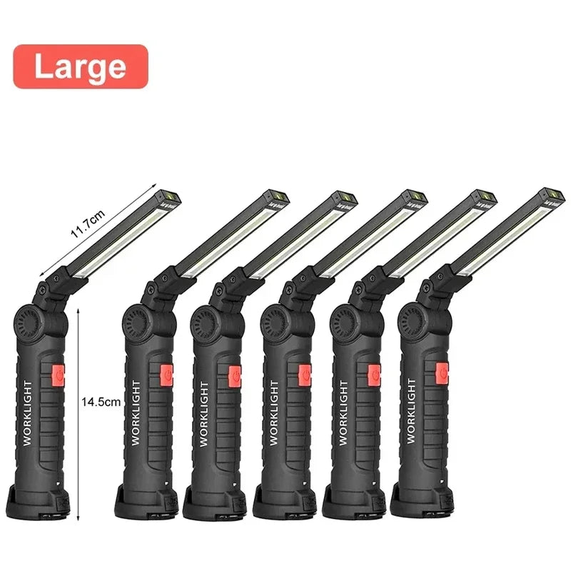 Rechargeable Magnetic Work Light – 360 Rotating Flashlight for Repair Camping