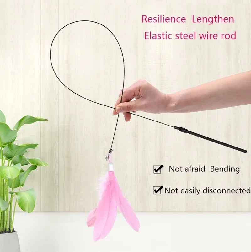 Feather Cat Teaser Wand – Suction Cup Interactive Toy for Indoor Exercise