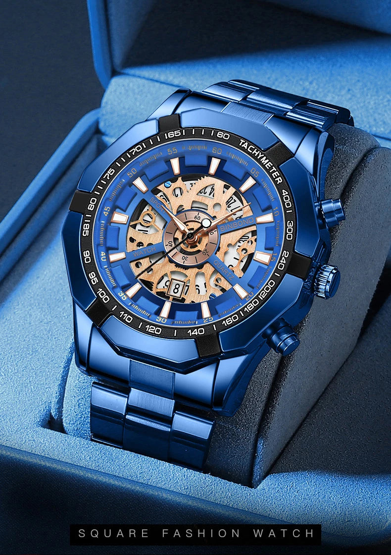 Stainless Steel Quartz Watch – Waterproof Luminous Calendar for Business Men