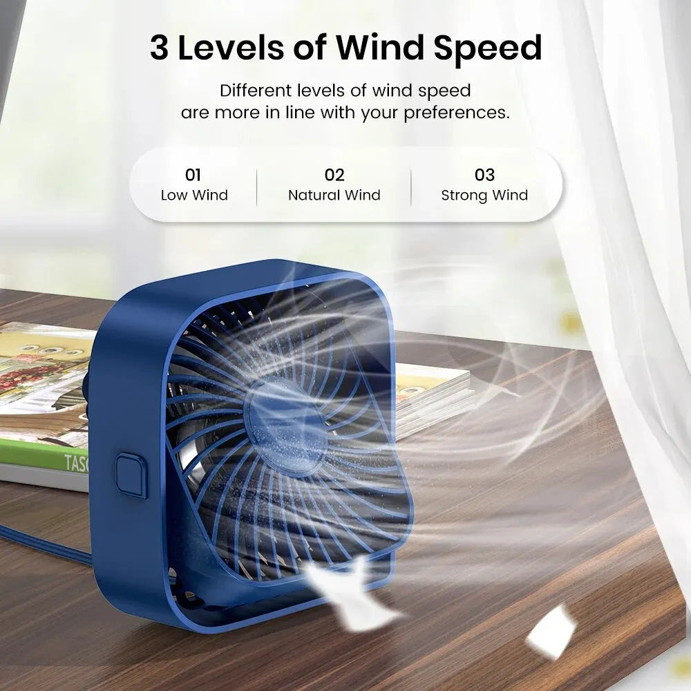 Portable Mini Desk Fan – 360 Degree Quiet USB Cooling for Home and Camping