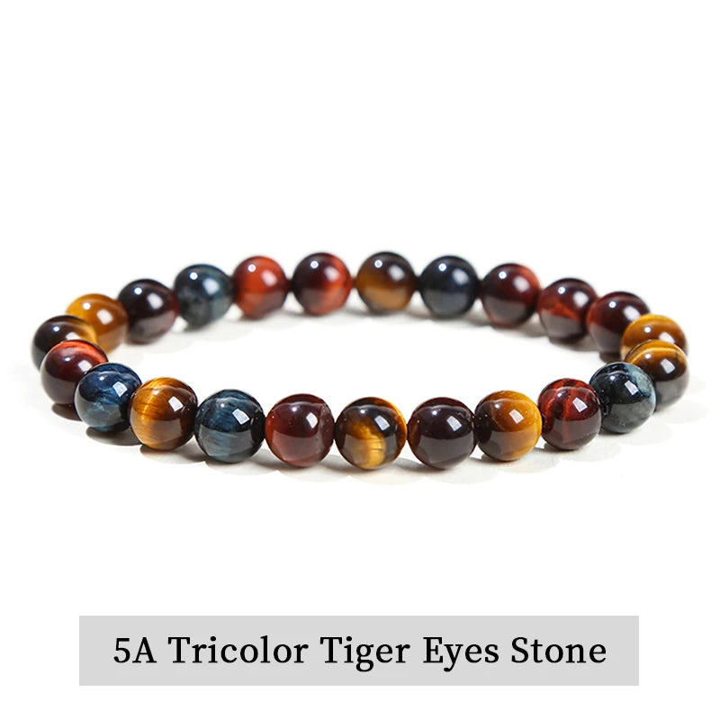 Natural Stone Bead Bracelet – Healing Crystal Gemstone Jewelry for Men and Women