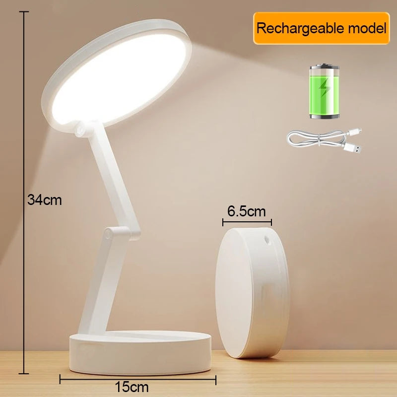 Foldable LED Desk Lamp – Rechargeable USB Reading Light for Home Office