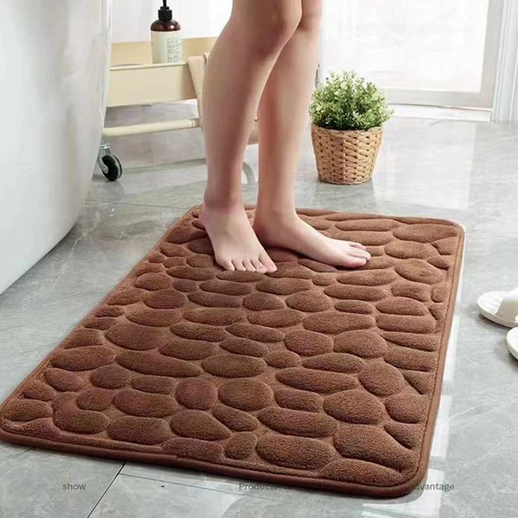 Cobblestone Bath Mat – Non-Slip Absorbent Floor Rug for Bathroom Decor