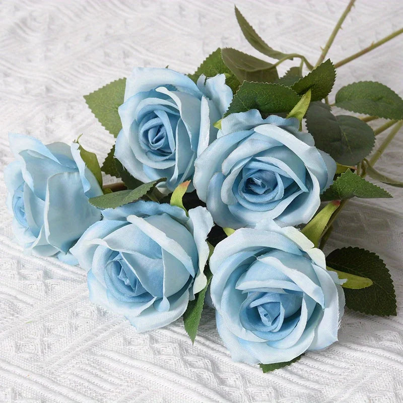 Realistic Artificial Rose Bouquet – Silk Floral Arrangements for Home Decor