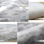 Plush Gray Area Rug – Fluffy Anti-Slip Velvet Carpet for Living Room Decor