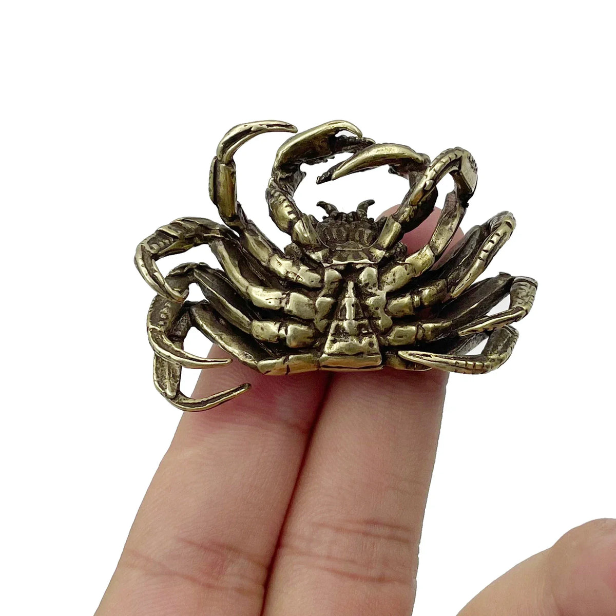 Solid Brass Crab Figurine – Antique Bronze Tea Pet for Home Decoration