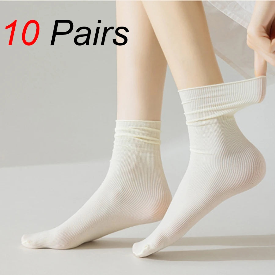 Women Mid Length Cotton Socks – Soft Breathable Casual Daily Wear