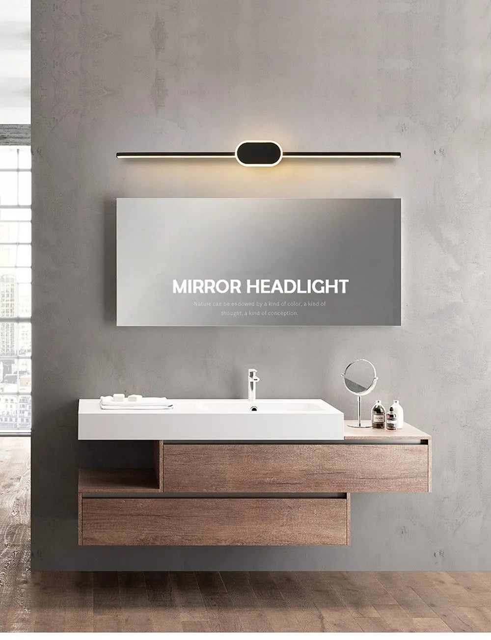Modern LED Wall Sconce – Minimalist Mirror Lighting for Bathroom and Bedroom