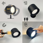 Wireless Double Head LED Wall Lamp – 360 Rotating Night Light for Bedroom Reading