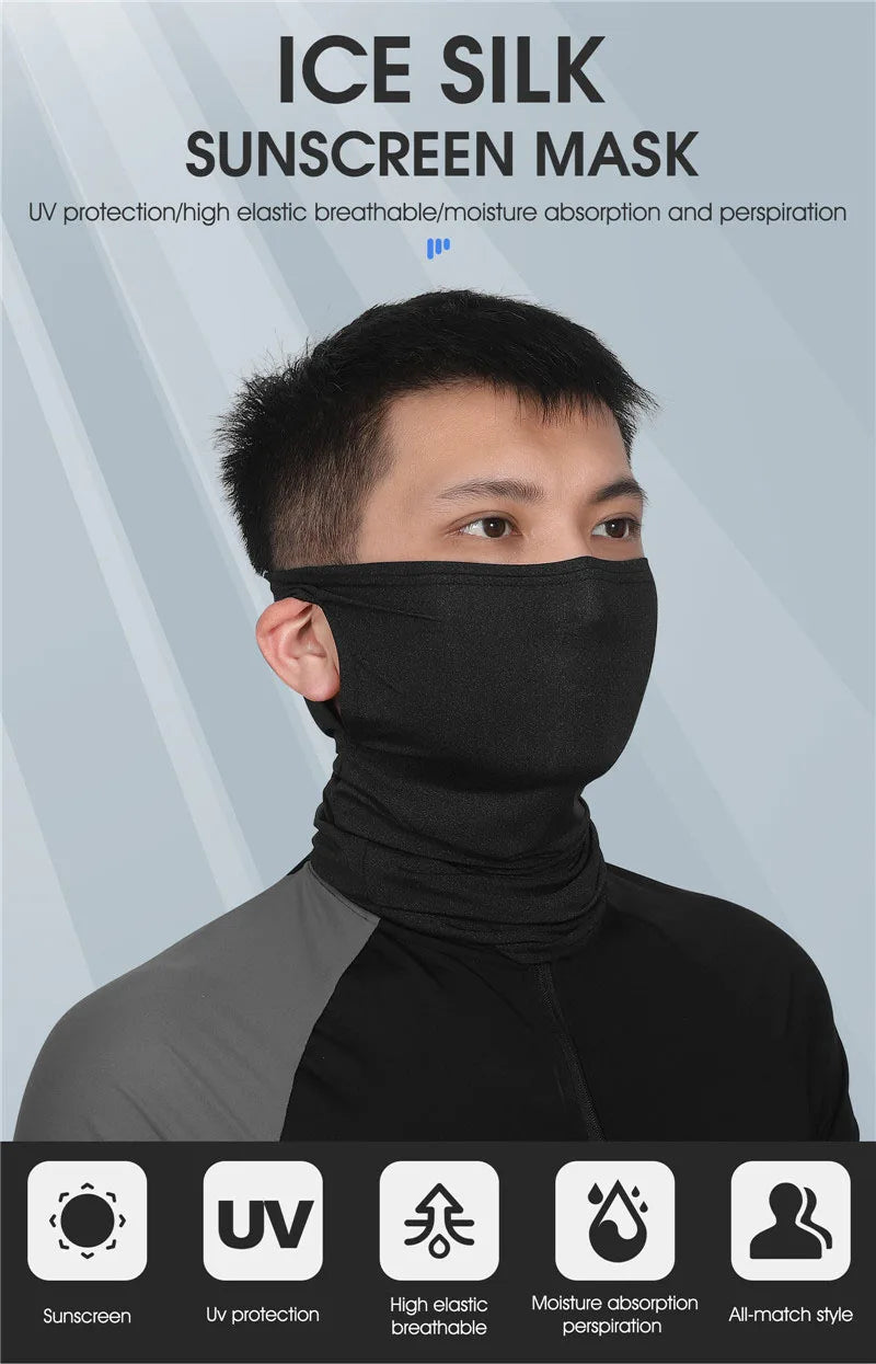 Ice Silk Cycling Headwear – Breathable UV Face Mask for Outdoor Sports