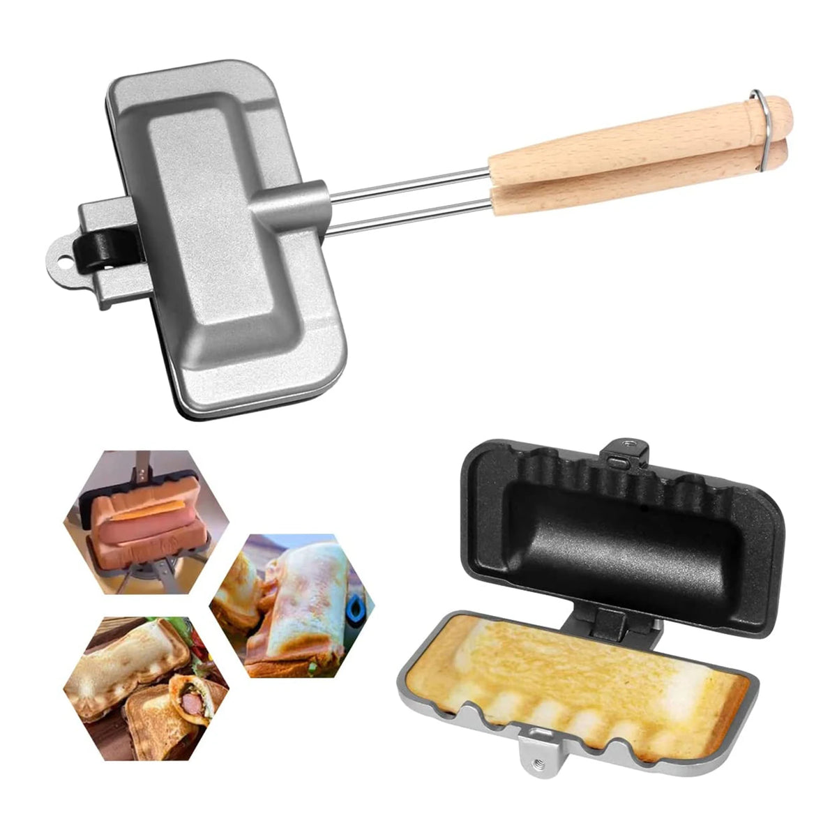 Non-Stick Double-Sided Sandwich Pan – Portable Toast Maker for Camping