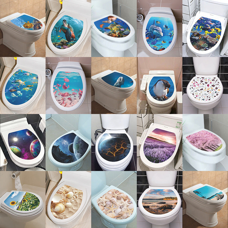 Decorative Toilet Seat Decal – Underwater Sea Shell Art for Bathroom Decor