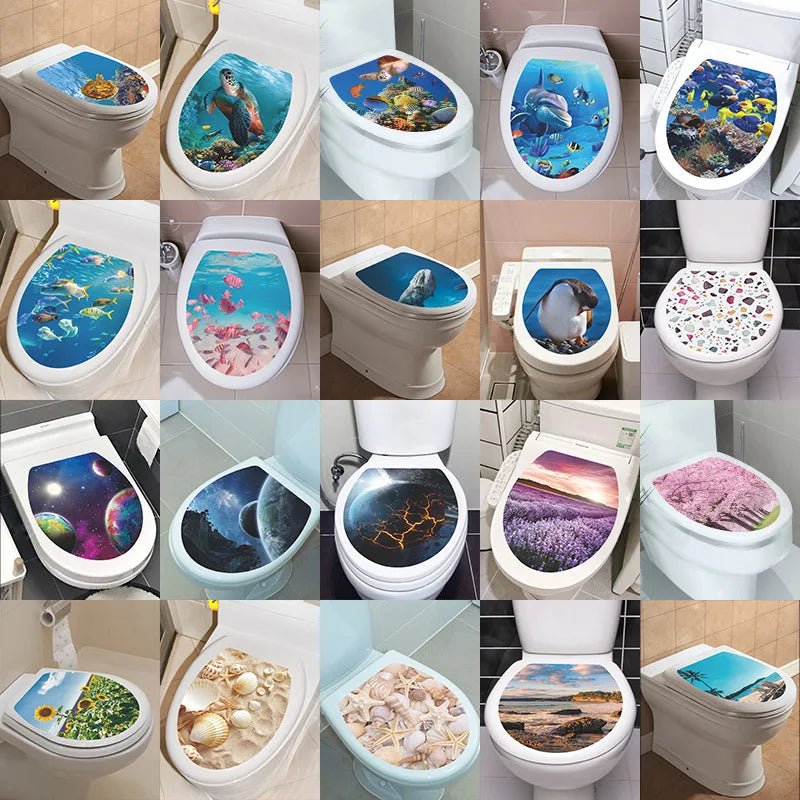 Decorative Toilet Seat Decal – Underwater Sea Shell Art for Bathroom Decor