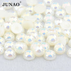 White AB Flatback Pearls – Assorted Size Beads for DIY Crafts and Jewelry