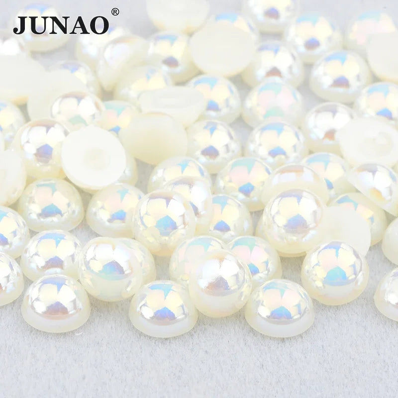 White AB Flatback Pearls – Assorted Size Beads for DIY Crafts and Jewelry