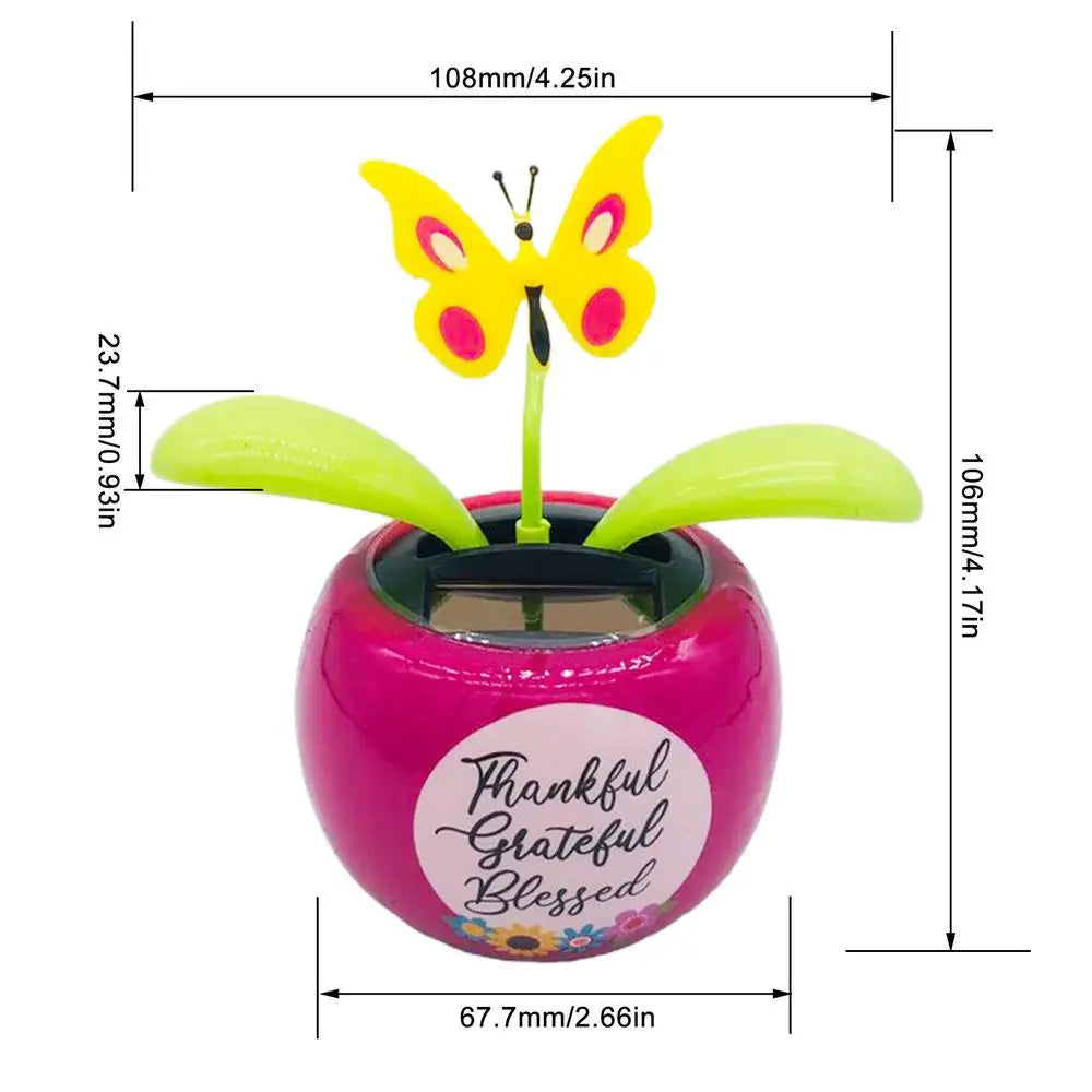 Solar Dancing Sunflower and Butterfly – Dashboard Figurine for Desk Decor