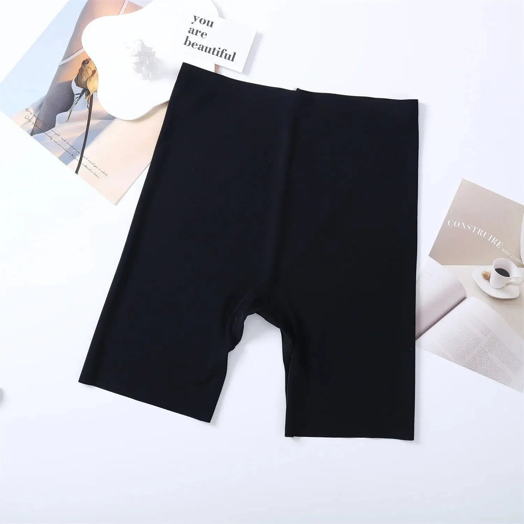 Seamless High Waist Boyshorts – Ice Silk Tummy Control for Sports Fitness