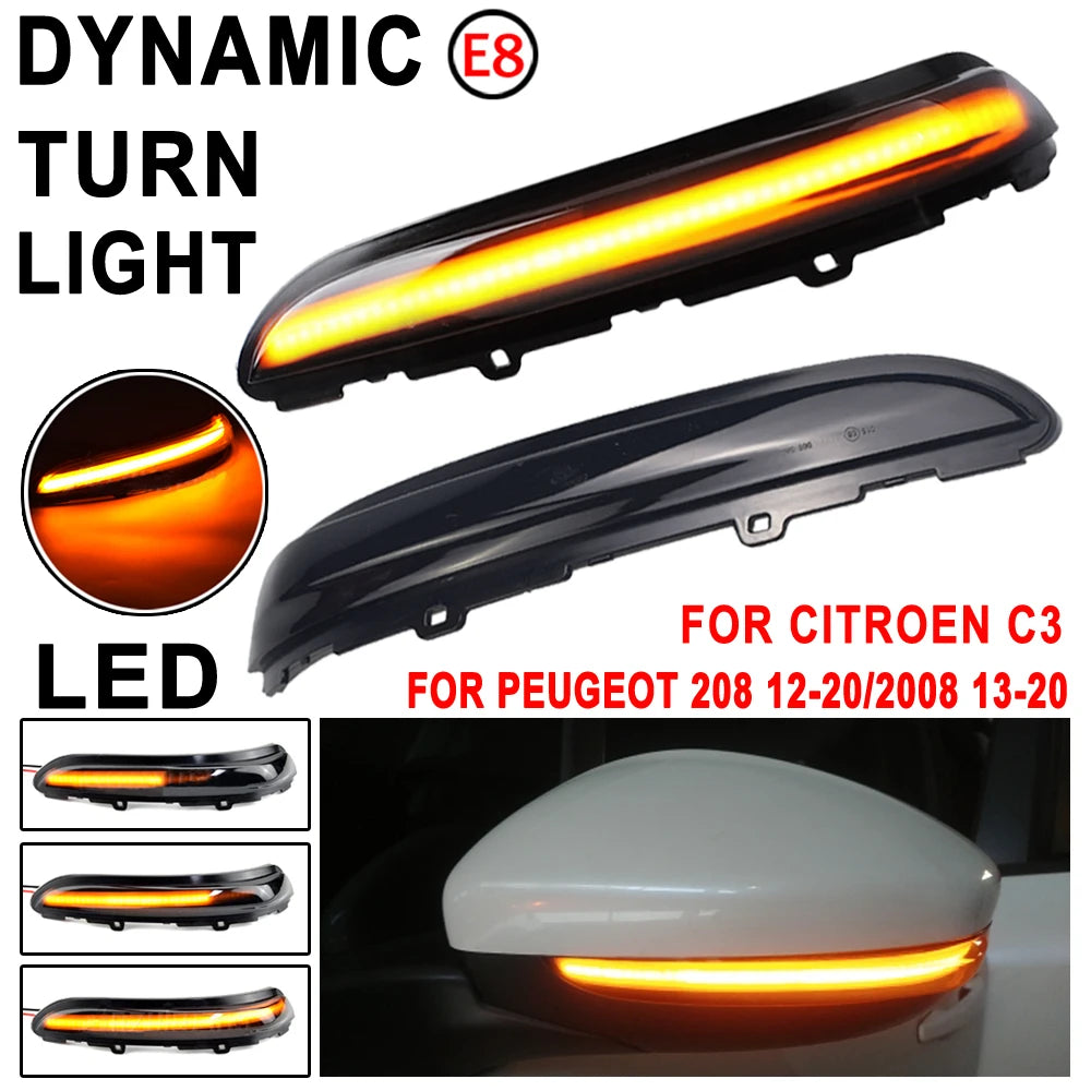 Dynamic LED Side Mirror Turn Signals – Sequential Indicators for Peugeot Citroen