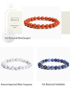 Natural Stone Bead Bracelet – Healing Crystal Gemstone Jewelry for Men and Women