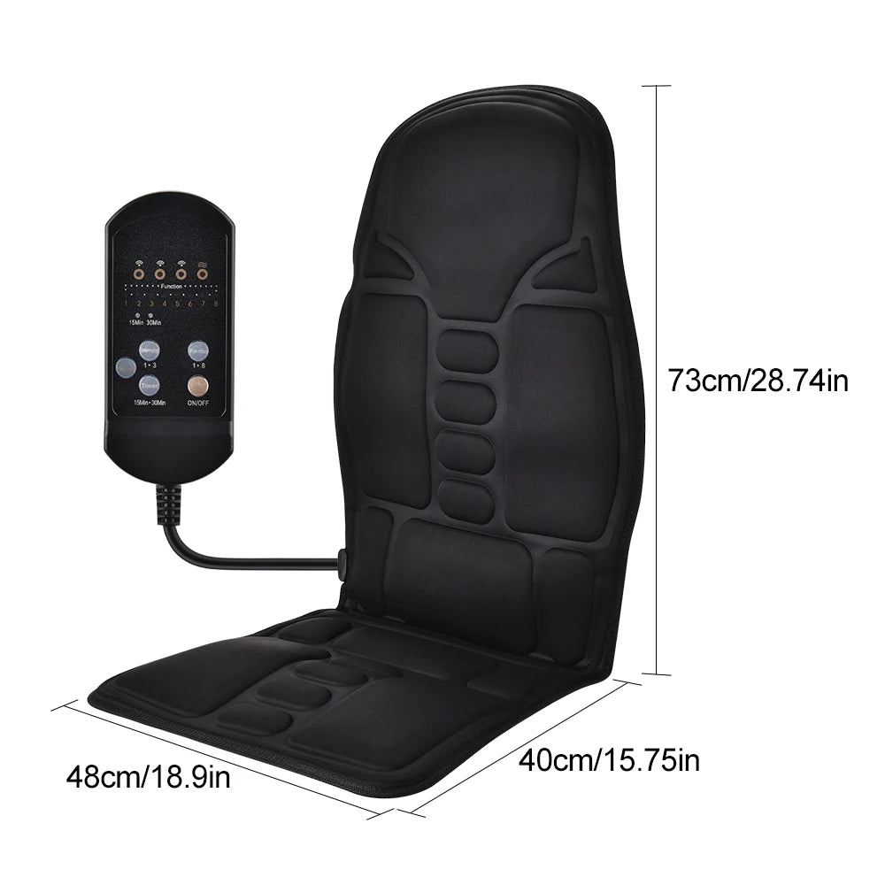 Heated Back Massage Cushion – Infrared Vibrating Mat for Home Office and Car