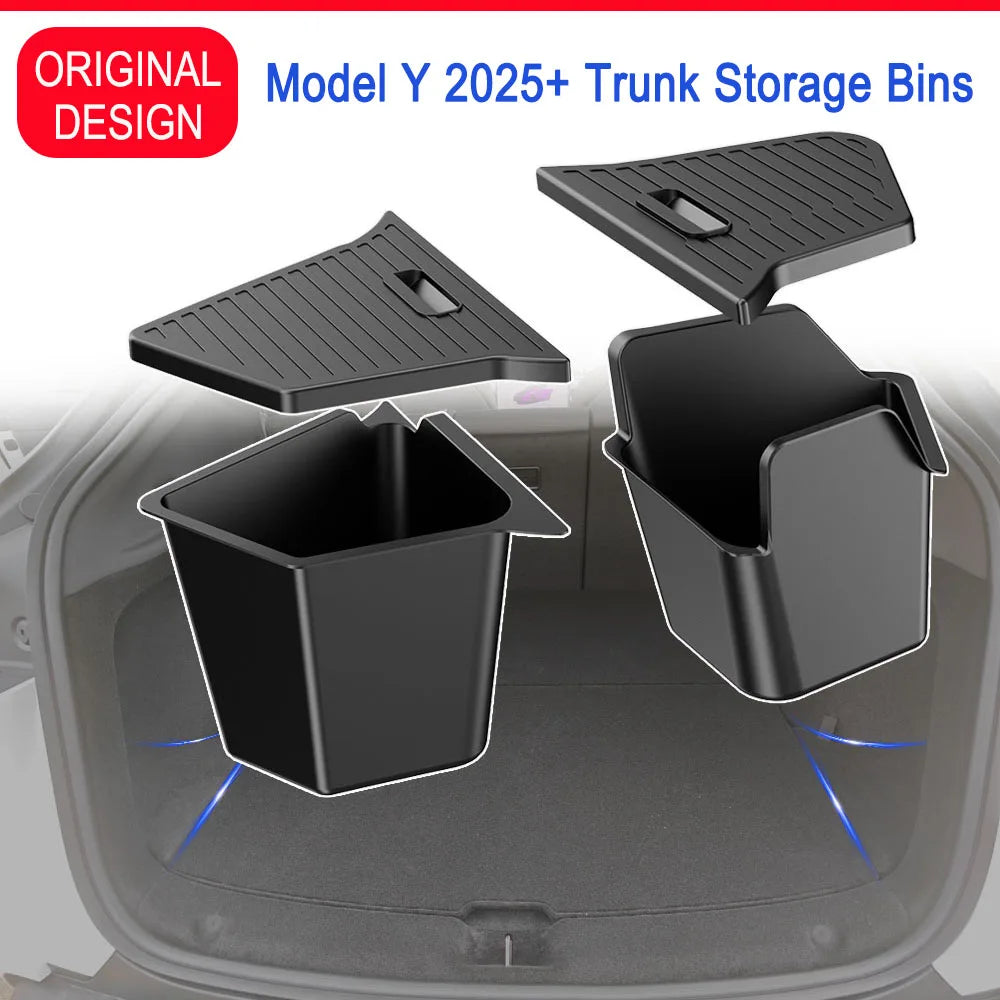 Trunk Side Organizer – Flocked TPE Storage Box for Tesla Model Y Travel