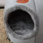 Plush Cat Shape Bed – Semi-Closed Warm Cave for Pet Sleeping