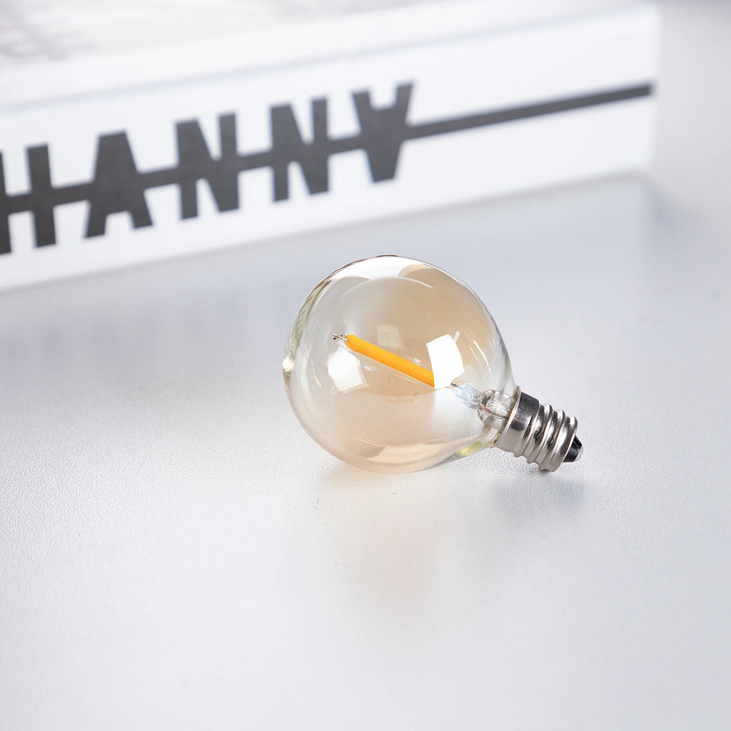 G40 Gold Tint LED Filament Bulbs – Dimmable Glass Globe for Outdoor Decor