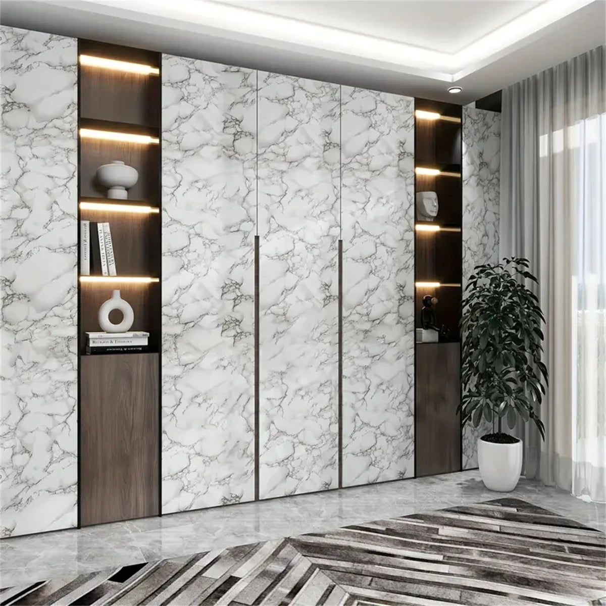 Self-Adhesive High Gloss PVC Wallpaper – Waterproof Film for Furniture Decor