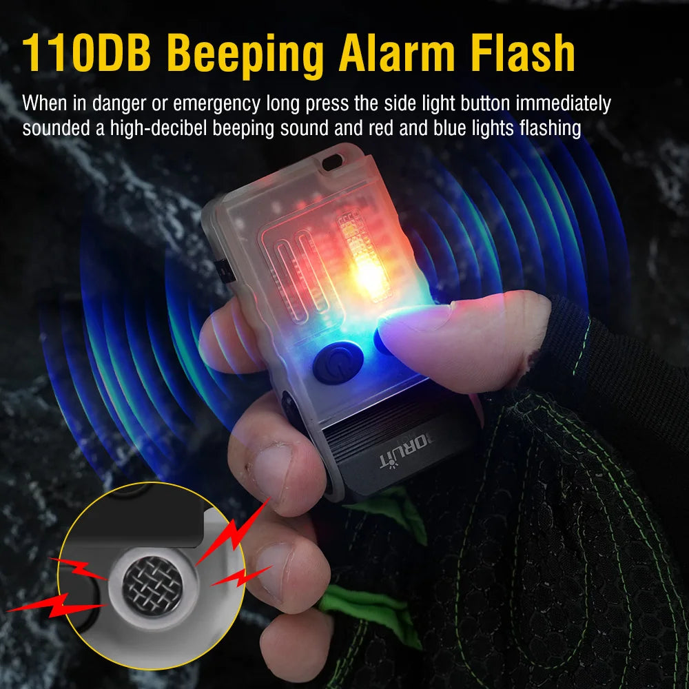 Rechargeable LED Keychain Flashlight – UV and Buzzer for Outdoor Camping