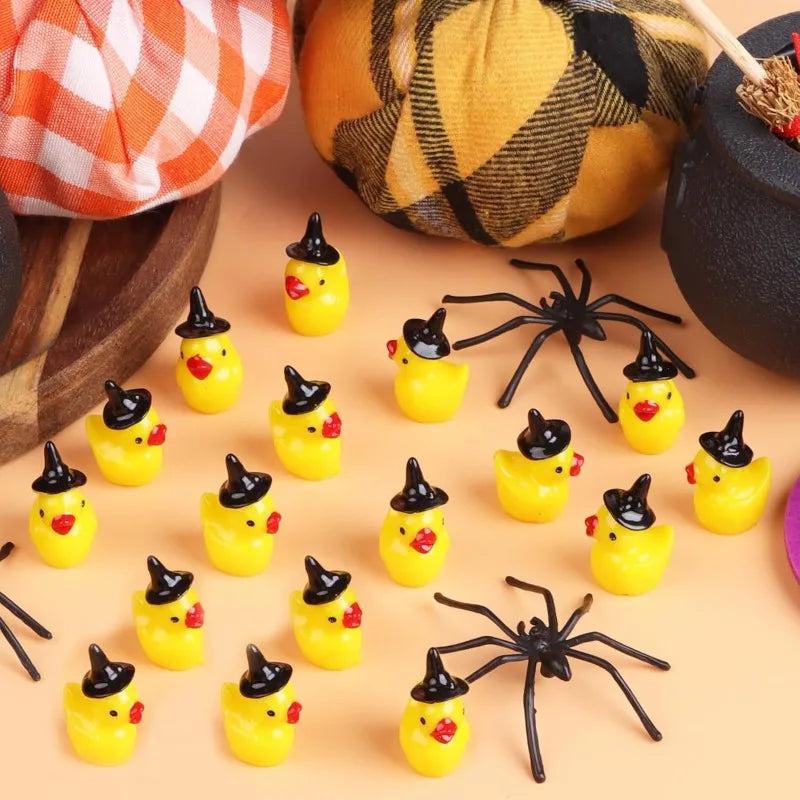 Mini Resin Witch Ducks – Tiny Figurines for Fairy Garden Dollhouse Decor