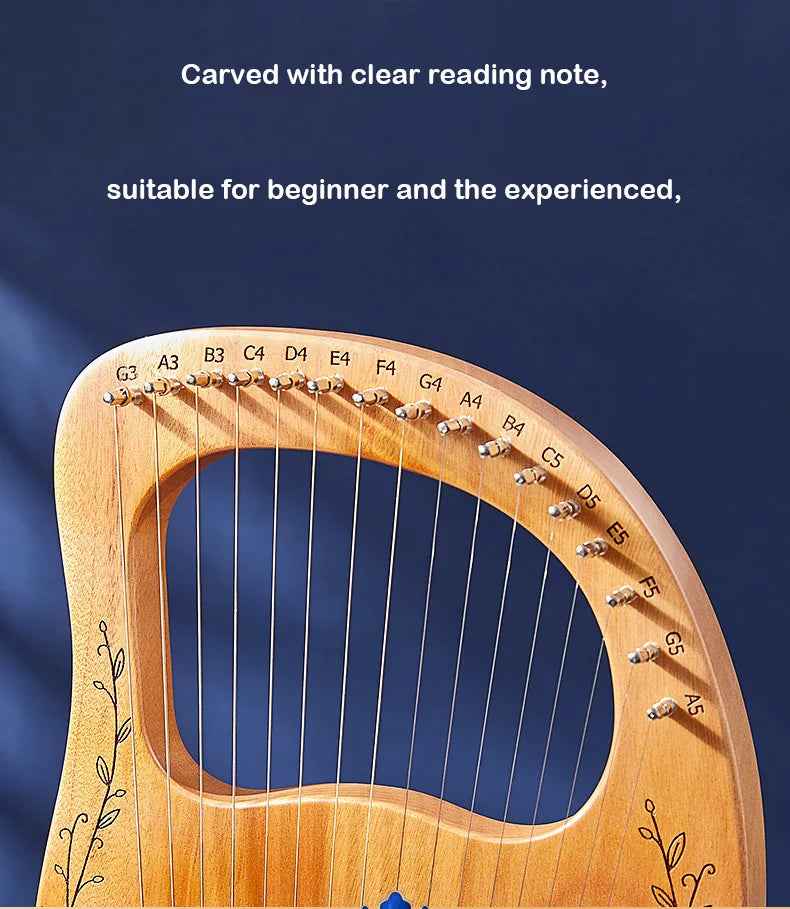 Mahogany Lyre Harp – 21 String Wooden Musical Instrument for Folk Music