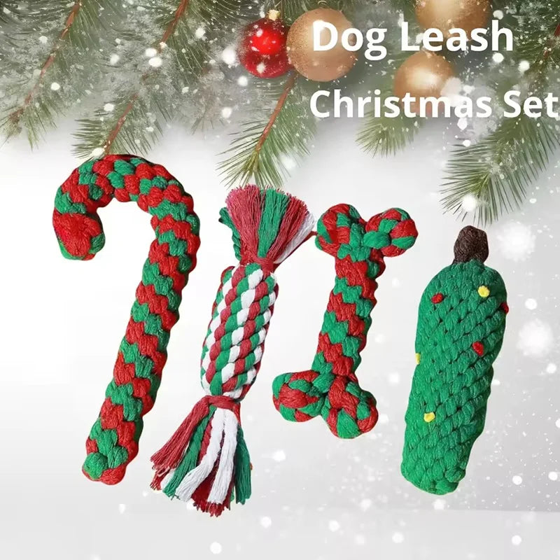 Cotton Rope Bone Toy – Interactive Christmas Teeth Cleaning for Dogs