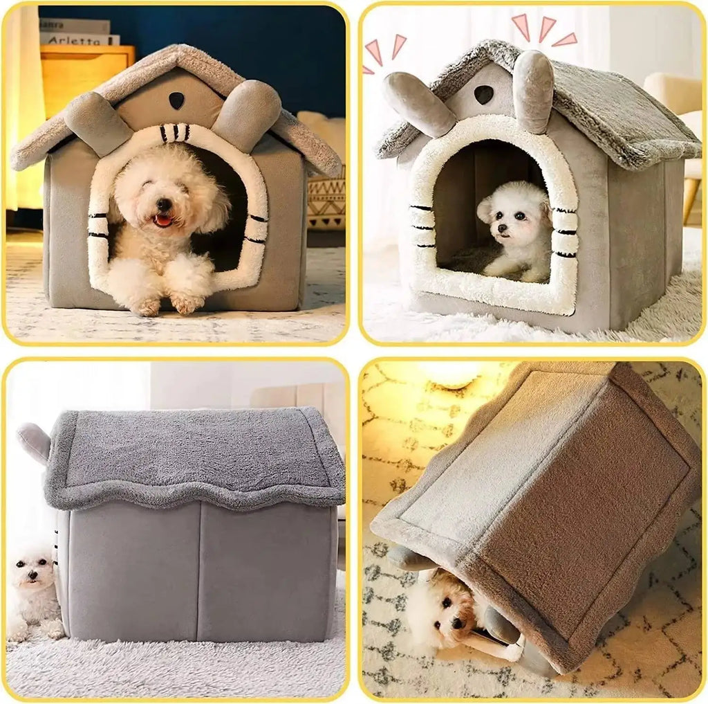 Soft Pet Bed House – Washable Enclosed Kennel for Indoor Dogs and Cats